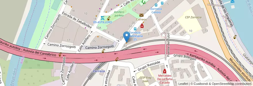 Mapa de ubicacion de La bomba en España, Euskadi, Bizkaia, Bilboaldea, Barakaldo.