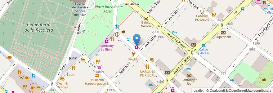 Mapa de ubicacion de La Botica del Pilar, Recoleta en 阿根廷, Ciudad Autónoma De Buenos Aires, Comuna 2, 布宜诺斯艾利斯.