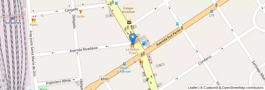 Mapa de ubicacion de La Buena Pizza en Arjantin, Buenos Aires, Partido De Lomas De Zamora, Temperley.