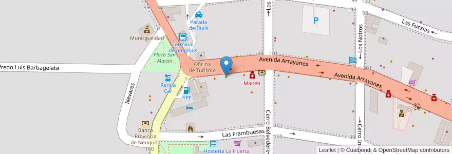 Mapa de ubicacion de La Caballeriza en アルゼンチン, チリ, ネウケン州, Departamento Los Lagos, Villa La Angostura, Villa La Angostura.