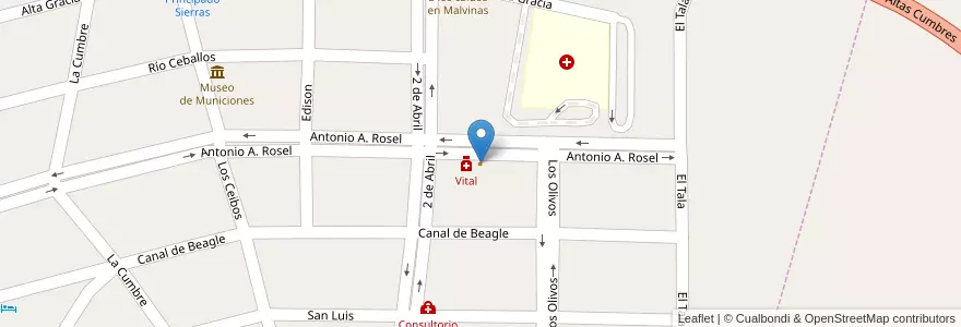 Mapa de ubicacion de La Cafeteria en Argentinien, Provinz Córdoba, Departamento San Alberto, Pedanía Tránsito, Mina Clavero, Municipio De Mina Clavero.