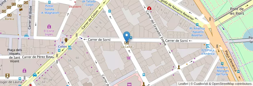 Mapa de ubicacion de La Caixa en スペイン, バレンシア州, València / Valencia, Comarca De València, València.