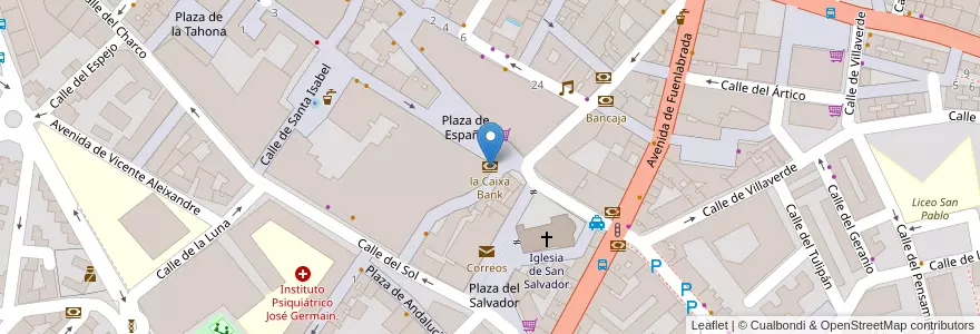 Mapa de ubicacion de la Caixa Bank en Испания, Мадрид, Мадрид, Área Metropolitana De Madrid Y Corredor Del Henares, Leganés.