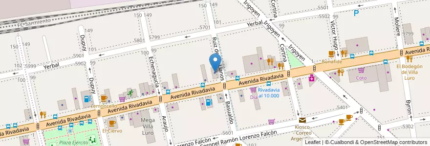 Mapa de ubicacion de La Caja, Villa Luro en Аргентина, Буэнос-Айрес, Comuna 9, Буэнос-Айрес, Comuna 10.