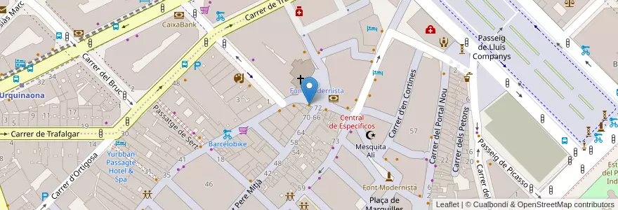 Mapa de ubicacion de La Candela en 스페인, Catalunya, Barcelona, Barcelonès, 바르셀로나.