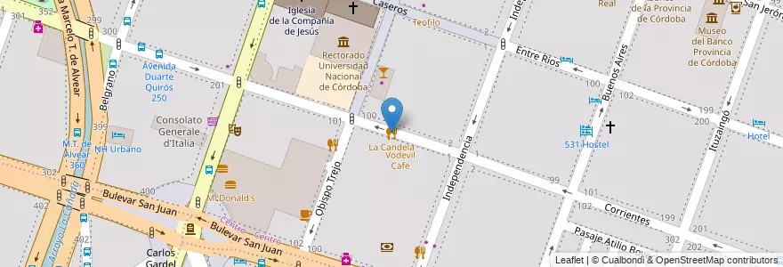 Mapa de ubicacion de La Candela en Arjantin, Córdoba, Departamento Capital, Pedanía Capital, Córdoba, Municipio De Córdoba.