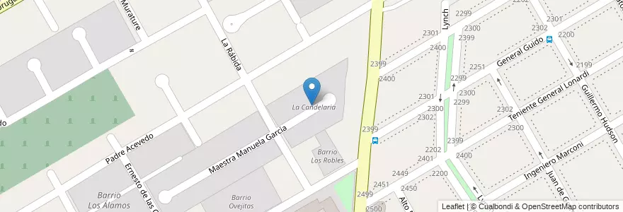 Mapa de ubicacion de La Candelaria en アルゼンチン, ブエノスアイレス州, Partido De San Isidro, Beccar.
