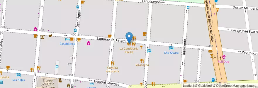 Mapa de ubicacion de La Candelaria Parilla en 阿根廷, Salta, Capital, Municipio De Salta, Salta.