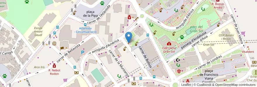 Mapa de ubicacion de La cantina de Franc en スペイン, カタルーニャ州, Barcelona, バルサルネス, Badalona.