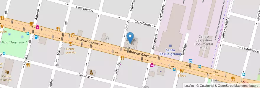 Mapa de ubicacion de La casa de la cultura en الأرجنتين, سانتا في, إدارة العاصمة, سانتا في العاصمة, سانتا في.