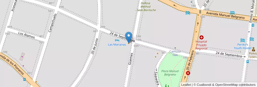 Mapa de ubicacion de La Casa De la Hamburguesa en アルゼンチン, チリ, リオネグロ州, Departamento Bariloche, Municipio De San Carlos De Bariloche, San Carlos De Bariloche.