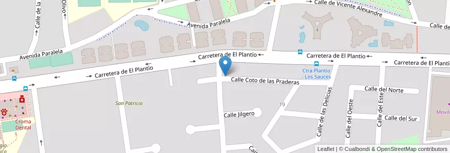 Mapa de ubicacion de La Casa De La Pradera en España, Comunidad De Madrid, Comunidad De Madrid, Área Metropolitana De Madrid Y Corredor Del Henares.