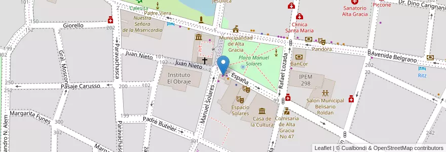 Mapa de ubicacion de La Casa del Gaucho en Argentinië, Córdoba, Departamento Santa María, Pedanía Alta Gracia, Municipio De Alta Gracia, Alta Gracia.