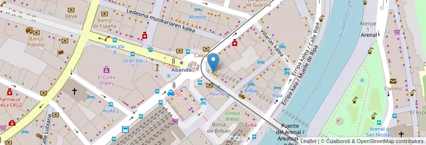 Mapa de ubicacion de La Casa del Ibérico en İspanya, Bask Bölgesi, Bizkaia, Bilboaldea, Bilbao.