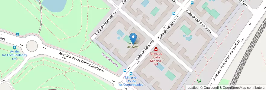 Mapa de ubicacion de La Casa del Niño en Spanien, Autonome Gemeinschaft Madrid, Autonome Gemeinschaft Madrid, Área Metropolitana De Madrid Y Corredor Del Henares, Madrid.