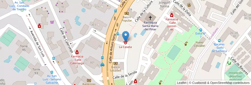 Mapa de ubicacion de La Caseta en Espanha, Comunidade De Madrid, Comunidade De Madrid, Área Metropolitana De Madrid Y Corredor Del Henares, Madrid.