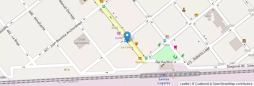 Mapa de ubicacion de La Casita en الأرجنتين, بوينس آيرس, Partido De Tres De Febrero, Santos Lugares.