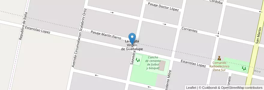 Mapa de ubicacion de La Casita Virgen de Guadalupe en الأرجنتين, سانتا في, Departamento Las Colonias, San Carlos Centro.