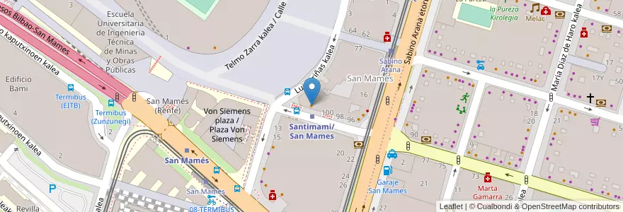 Mapa de ubicacion de La Catedral en إسبانيا, إقليم الباسك, Bizkaia, Bilboaldea, بلباو.