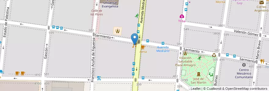Mapa de ubicacion de La Catedral, Almagro en 아르헨티나, Ciudad Autónoma De Buenos Aires, Comuna 5, 부에노스아이레스.