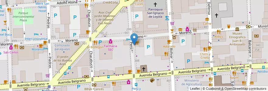 Mapa de ubicacion de La Cava del Querandi, Montserrat en 阿根廷, Ciudad Autónoma De Buenos Aires, Comuna 1, 布宜诺斯艾利斯.