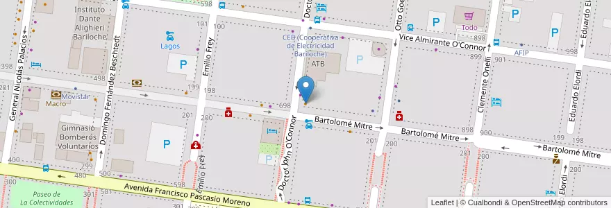 Mapa de ubicacion de La Cazuela en Argentina, Chile, Río Negro, Departamento Bariloche, Municipio De San Carlos De Bariloche, San Carlos De Bariloche.