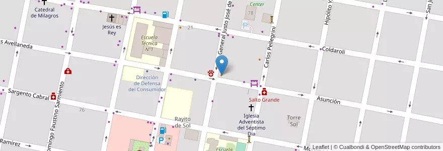 Mapa de ubicacion de La Chacha Burger en الأرجنتين, إنتري ريوس, Departamento Concordia, Distrito Suburbios, Concordia, Concordia.