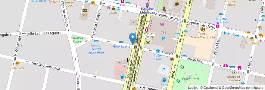 Mapa de ubicacion de La Chaparrita en アルゼンチン, チリ, メンドーサ州, Departamento Capital, Ciudad De Mendoza, Sección 5ª Residencial Sur.