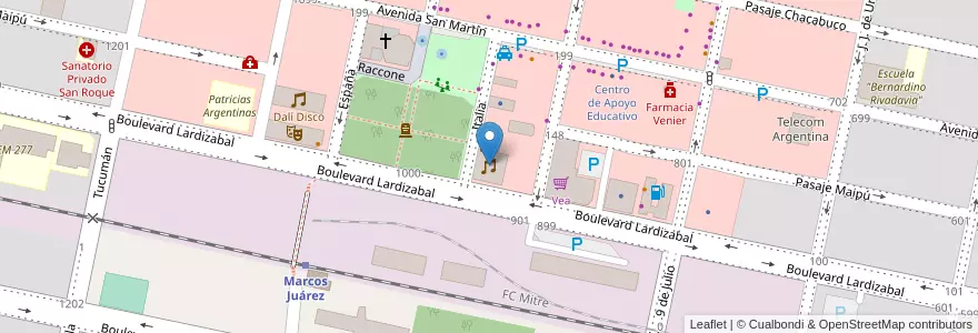 Mapa de ubicacion de La Chavela Disco en Argentina, Córdoba, Departamento Marcos Juárez, Pedanía Espinillos, Municipio De Marcos Juárez.
