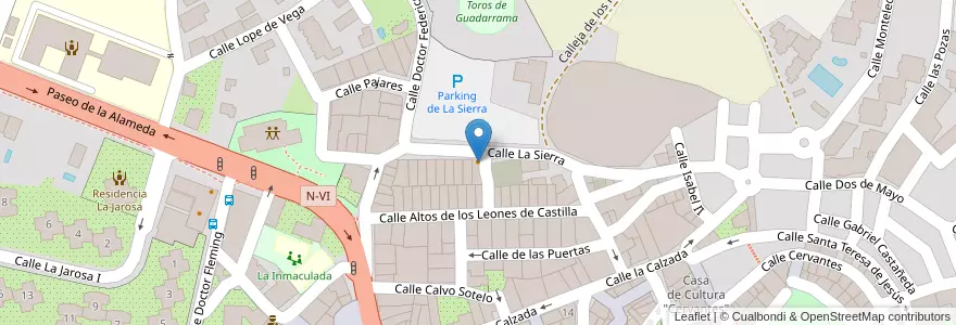 Mapa de ubicacion de La Chimenea en 西班牙, Comunidad De Madrid, Comunidad De Madrid, Cuenca Del Guadarrama, Guadarrama.