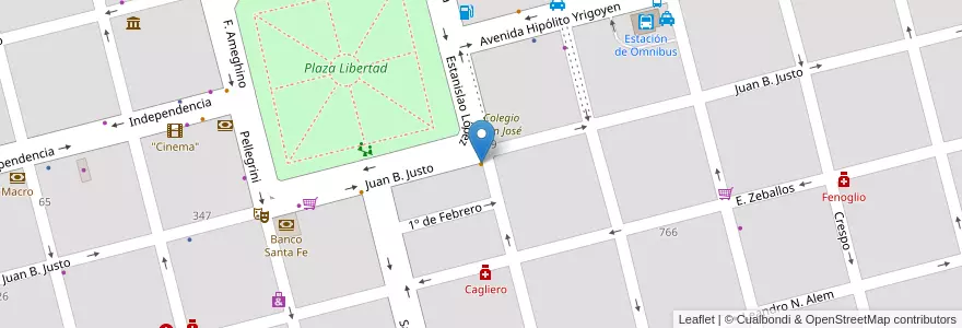 Mapa de ubicacion de La China en Argentinië, Santa Fe, Departamento Castellanos, Municipio De Sunchales.