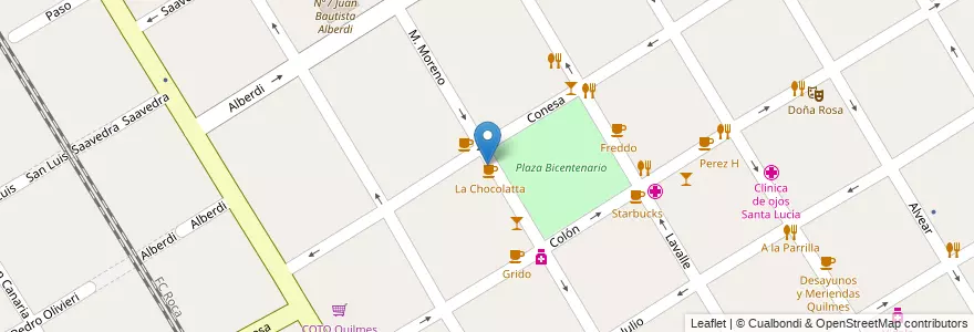 Mapa de ubicacion de La Chocolatta en アルゼンチン, ブエノスアイレス州, Partido De Quilmes, Quilmes.