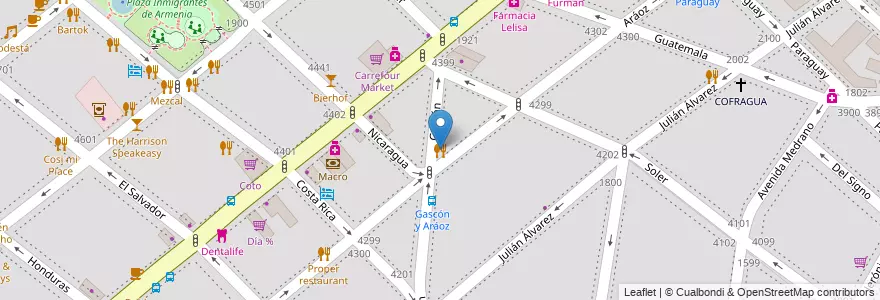 Mapa de ubicacion de La Choza, Palermo en Argentinië, Ciudad Autónoma De Buenos Aires, Buenos Aires, Comuna 14.