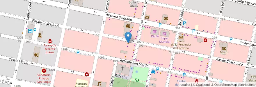 Mapa de ubicacion de La Churrasuita en Argentina, Córdova, Departamento Marcos Juárez, Pedanía Espinillos, Municipio De Marcos Juárez.