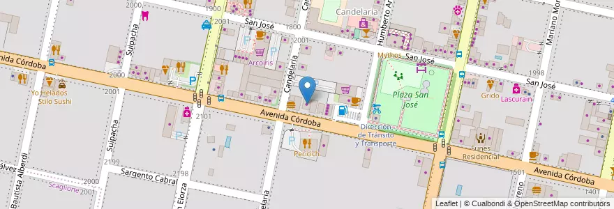 Mapa de ubicacion de La churrería en 아르헨티나, Santa Fe, Departamento Rosario, Municipio De Funes, Funes.