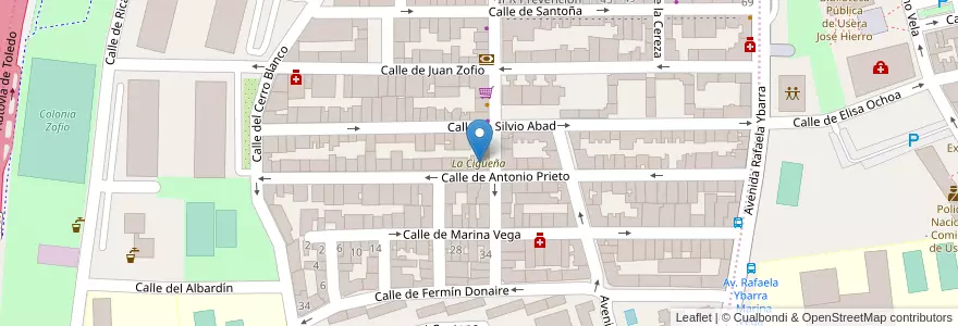 Mapa de ubicacion de La Cigüeña en 스페인, Comunidad De Madrid, Comunidad De Madrid, Área Metropolitana De Madrid Y Corredor Del Henares, 마드리드.