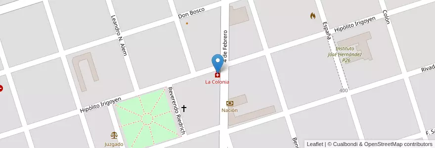 Mapa de ubicacion de La Colonia en アルゼンチン, ラ・パンパ州, Departamento Quemú Quemú, Municipio De Colonia Barón, Colonia Baron.