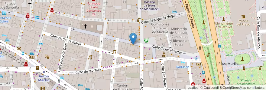 Mapa de ubicacion de La Colonial de Huertas en 西班牙, Comunidad De Madrid, Comunidad De Madrid, Área Metropolitana De Madrid Y Corredor Del Henares, Madrid.
