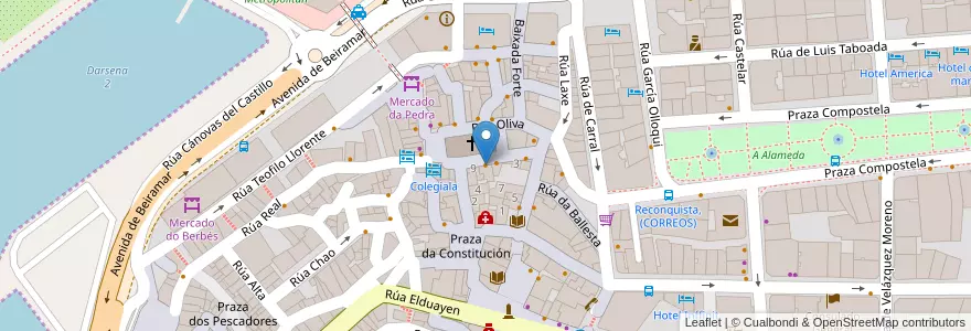 Mapa de ubicacion de La Comidilla en İspanya, Vigo.