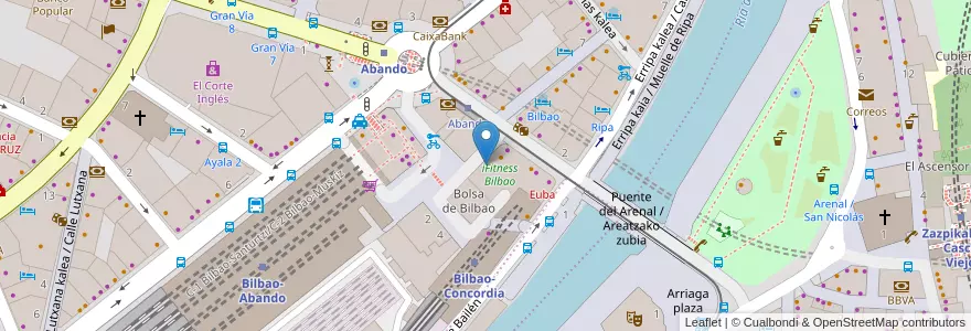 Mapa de ubicacion de La Concordia Bingo en Espanha, Comunidade Autónoma Do País Basco, Bizkaia, Bilboaldea, Bilbau.