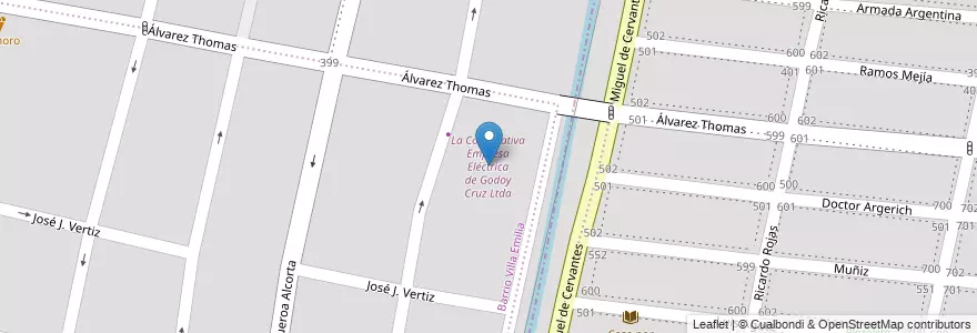 Mapa de ubicacion de La Cooperativa Empresa Eléctrica de Godoy Cruz Ltda en アルゼンチン, チリ, メンドーサ州, Godoy Cruz, Departamento Godoy Cruz.