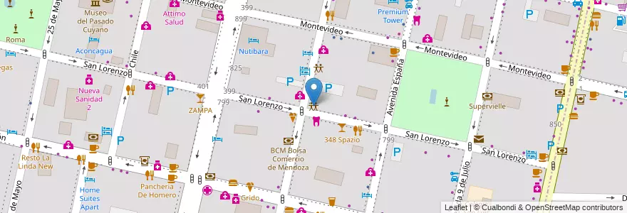 Mapa de ubicacion de La Coruña Danzas en Argentina, Chile, Mendoza, Departamento Capital, Sección 2ª Barrio Cívico, Ciudad De Mendoza.