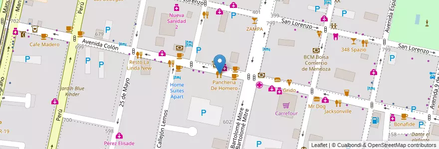 Mapa de ubicacion de La Créme Restaurant en Arjantin, Şili, Mendoza, Departamento Capital, Sección 2ª Barrio Cívico, Ciudad De Mendoza.