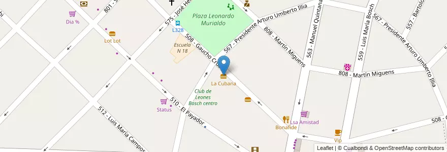 Mapa de ubicacion de La Cubana en Argentina, Provincia Di Buenos Aires, Partido De Tres De Febrero, Villa Bosch.
