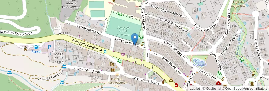 Mapa de ubicacion de La Cuca Fera en 스페인, Catalunya, Barcelona, Baix Llobregat, Pallejà.