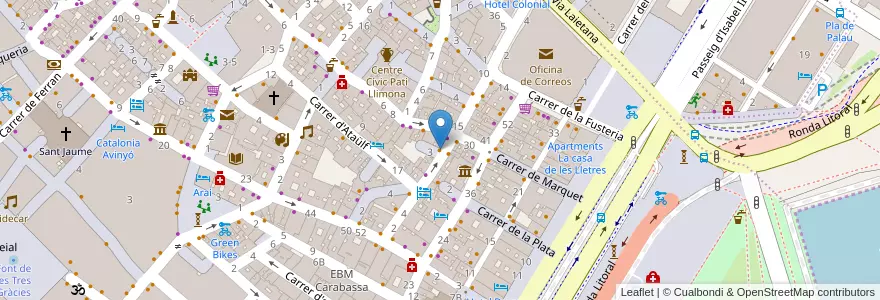 Mapa de ubicacion de La Cuina de la Mama en إسبانيا, كتالونيا, برشلونة, بارسلونس, Barcelona.