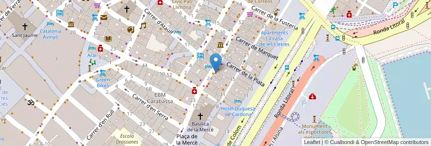 Mapa de ubicacion de La Dentellière en İspanya, Catalunya, Barcelona, Barcelonès, Barcelona.