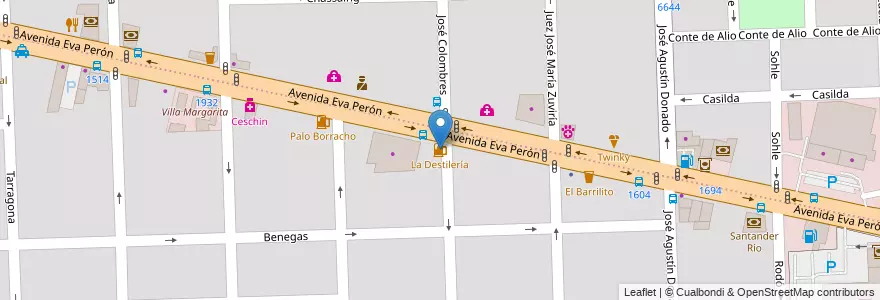 Mapa de ubicacion de La Destilería en 阿根廷, Santa Fe, Departamento Rosario, Municipio De Rosario, 罗萨里奥.