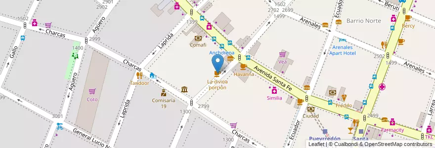 Mapa de ubicacion de La divina porción, Recoleta en Argentinien, Ciudad Autónoma De Buenos Aires, Comuna 2, Buenos Aires.