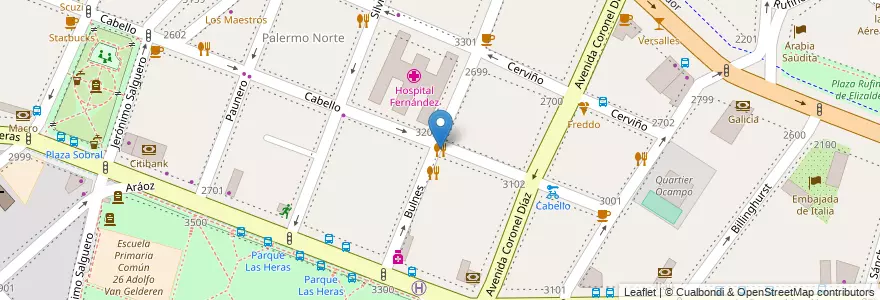 Mapa de ubicacion de La Dorita, Palermo en Argentinië, Ciudad Autónoma De Buenos Aires, Buenos Aires.